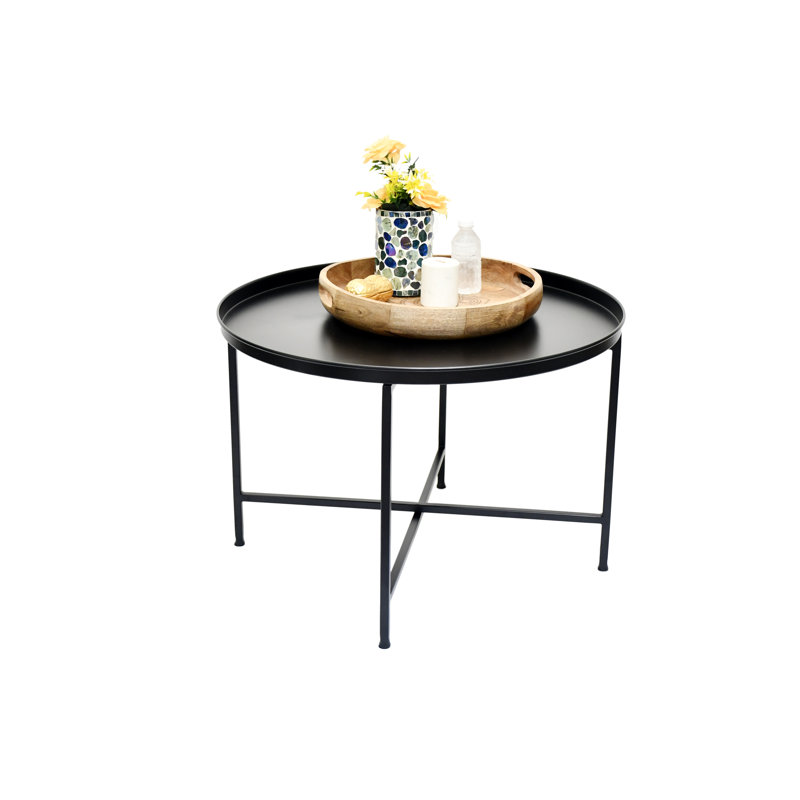 Elara Metal Coffee Table, Black, Black