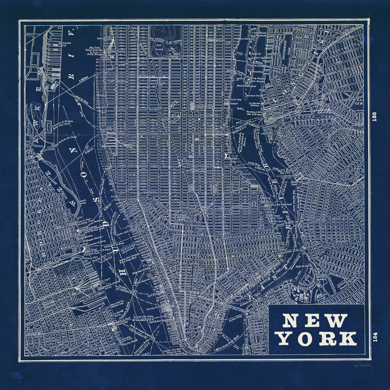 Carte du plan de New York, H 30 po x l 30 po x P 1,25 po