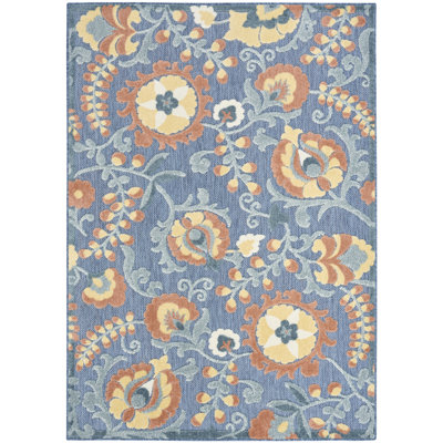 Gregori Blue Rose Farmhouse Rug