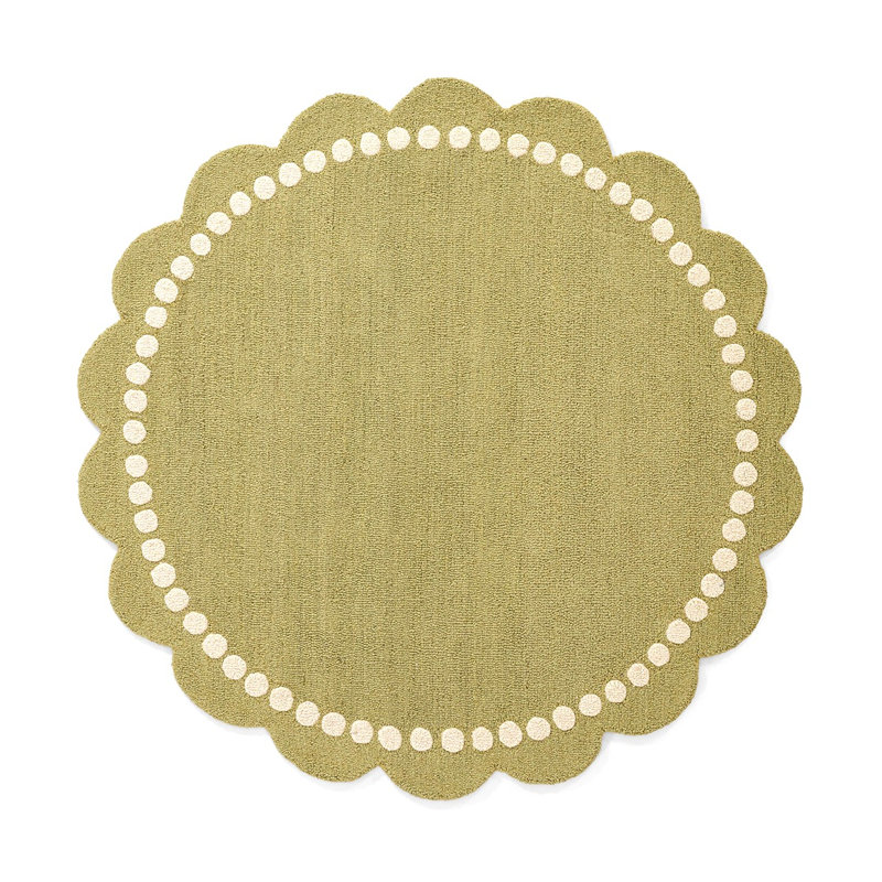 Tapis rond Lola en laine tuftée à la main, vert uni, 152 x 152 cm, Circulaire 5 pi x 5 pi