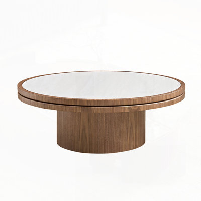 Table basse en panneau de fibres à densité moyenne en bois aggloméré avec piédestal robuste en bois aggloméré pour la chambre à coucher