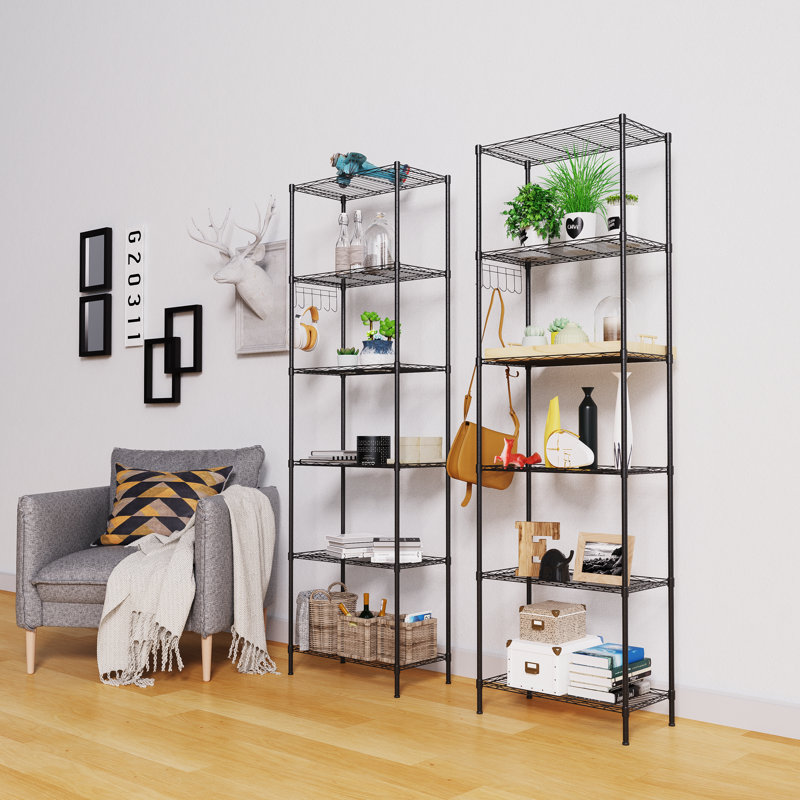 Lothario 63" H x 21.26" W x 11.42" D Shelving Rack, Black
