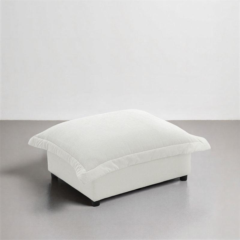 37.37cm Wide Rectangle Solid Colour Footstool Ottoman, Beige