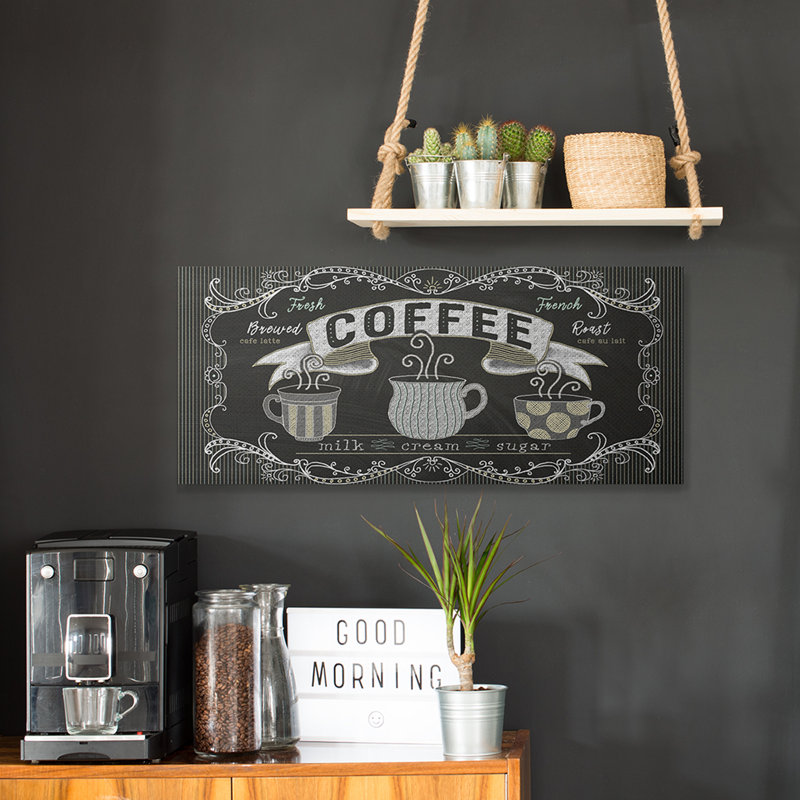 Panneau de café fraîchement moulu à motif parisien par Andi Metz - Publicité, Toile tendue, H 13 po x l 30 po x P 1,5 po