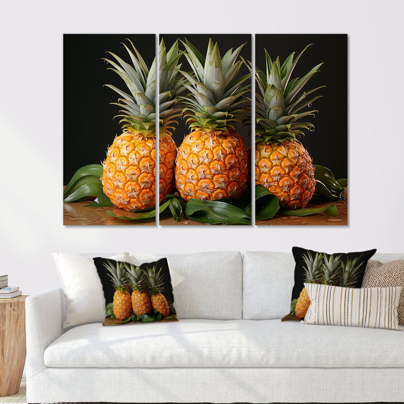 Sweet Pinapple, Juice Delight - ensemble d'art mural ananas, H 28 po x l 36 po