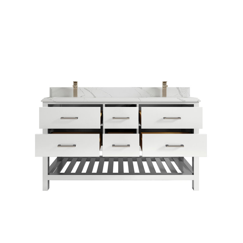 Ensemble de meuble-lavabo double 60 po Parker, Calacatta Laza