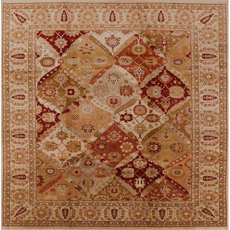 Tapis brun / beige Garen, Carré 7 pi