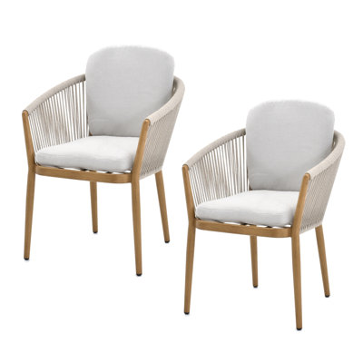 Turin Outdoor Dining Chairs with Comfortable Cushions 2pcs