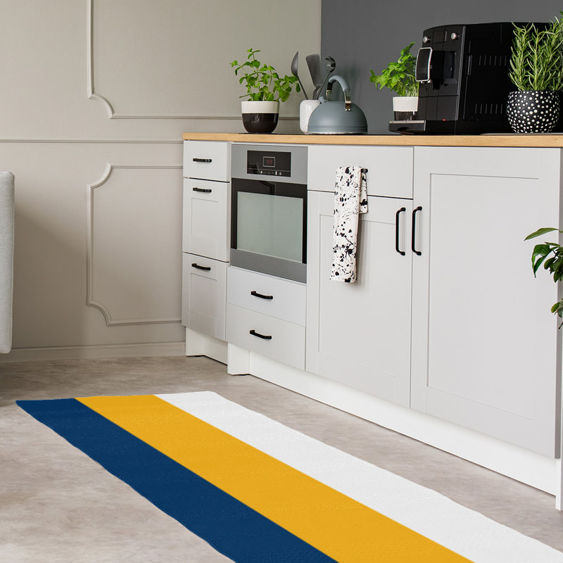 Tapis bleu/jaune, Tapis de couloir 2 pi 6 po x 8 pi