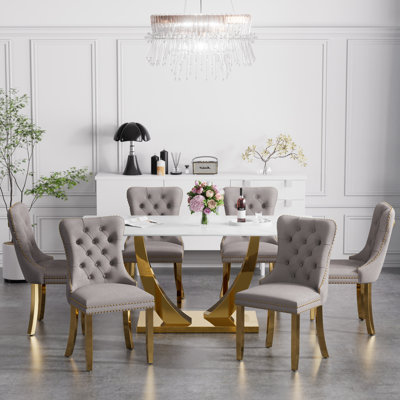 Hoppus 6 - Person Pedestal Dining Set