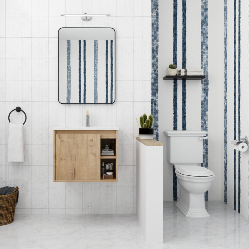 Petref 24'' Wall Mounted Single Bathroom Vanity with Ceramic Top