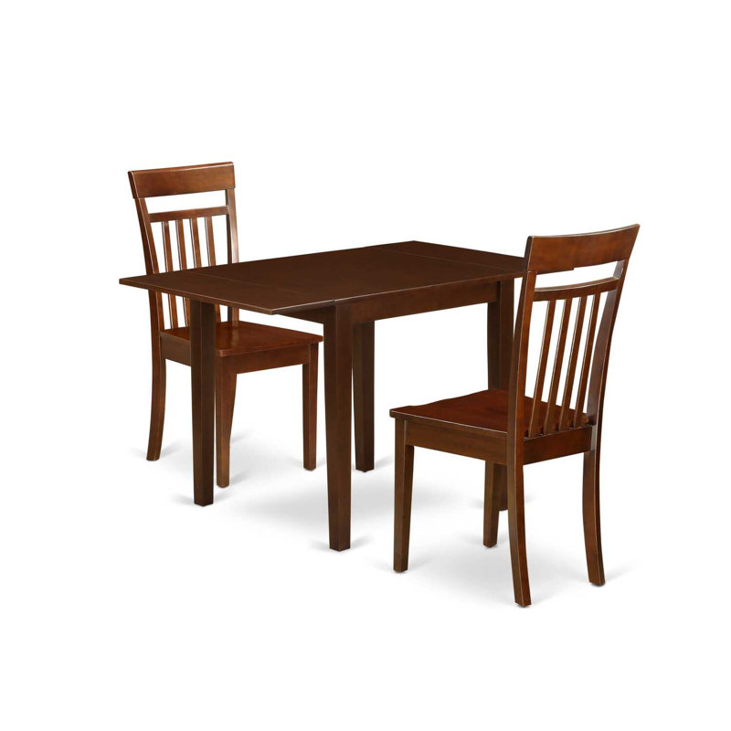 L'ensemble de table de salle à manger 3 pièces contient une table de cuisine rectangulaire avec Dropleaf et 2 chaises de salle à manger, acajou