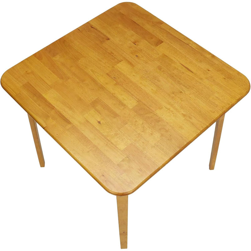 Oak Finish Solid Wood Folding Card Table, 32" Square