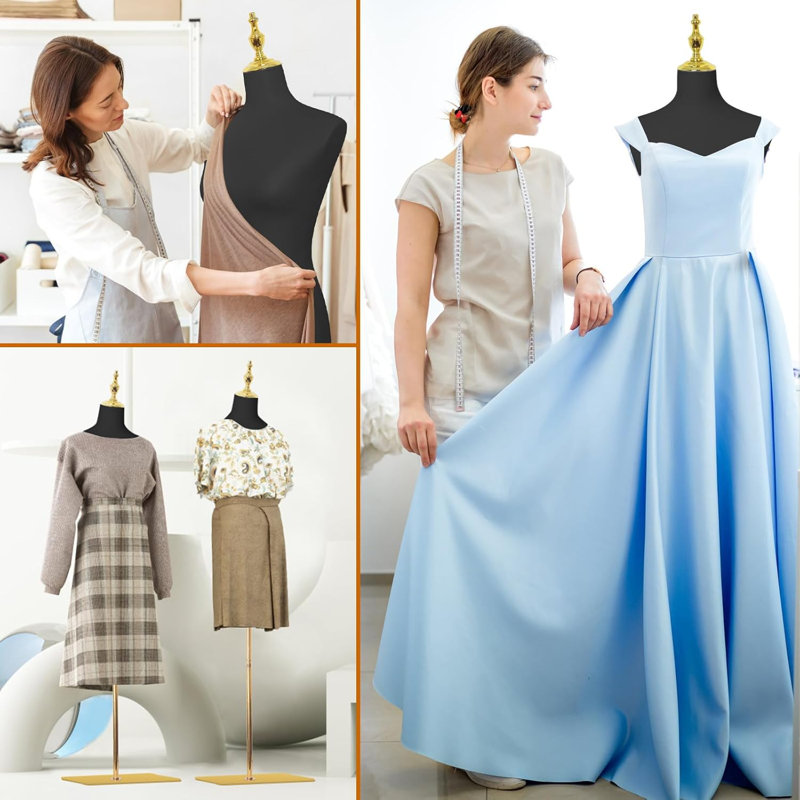 Mannequin de robe pour coudre le torse de mannequin en cuir féminin avec support en métal haute stabilité amovible
