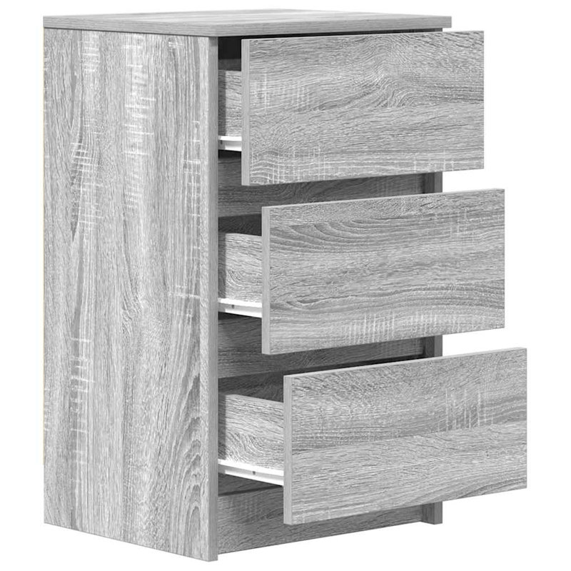Bedside Cabinet With 3 Drawers 39X35x65 Cm, Grey Sonoma