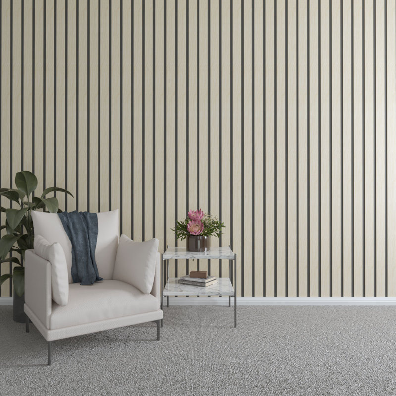 Ensemble de panneaux muraux réglables à lattes de bois, L 4 po x H 47 po x T 0,25 po, Bouleau