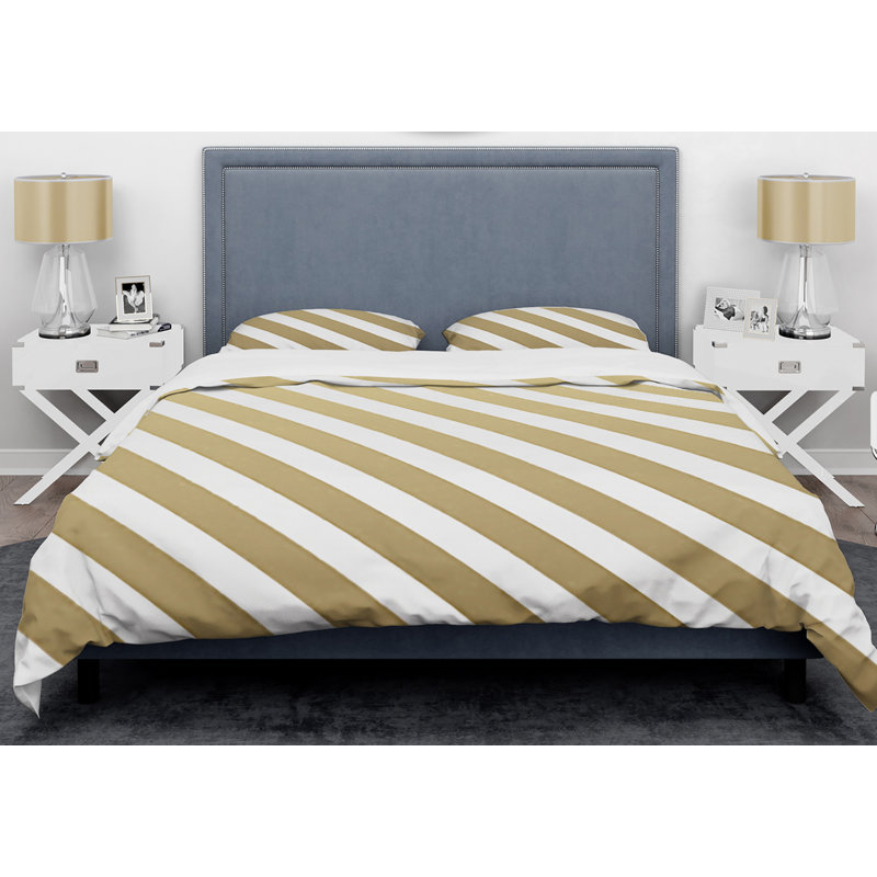 Polyester Twill Striped Duvet Cover Set, Full/Queen Duvet Cover + 2 Shams