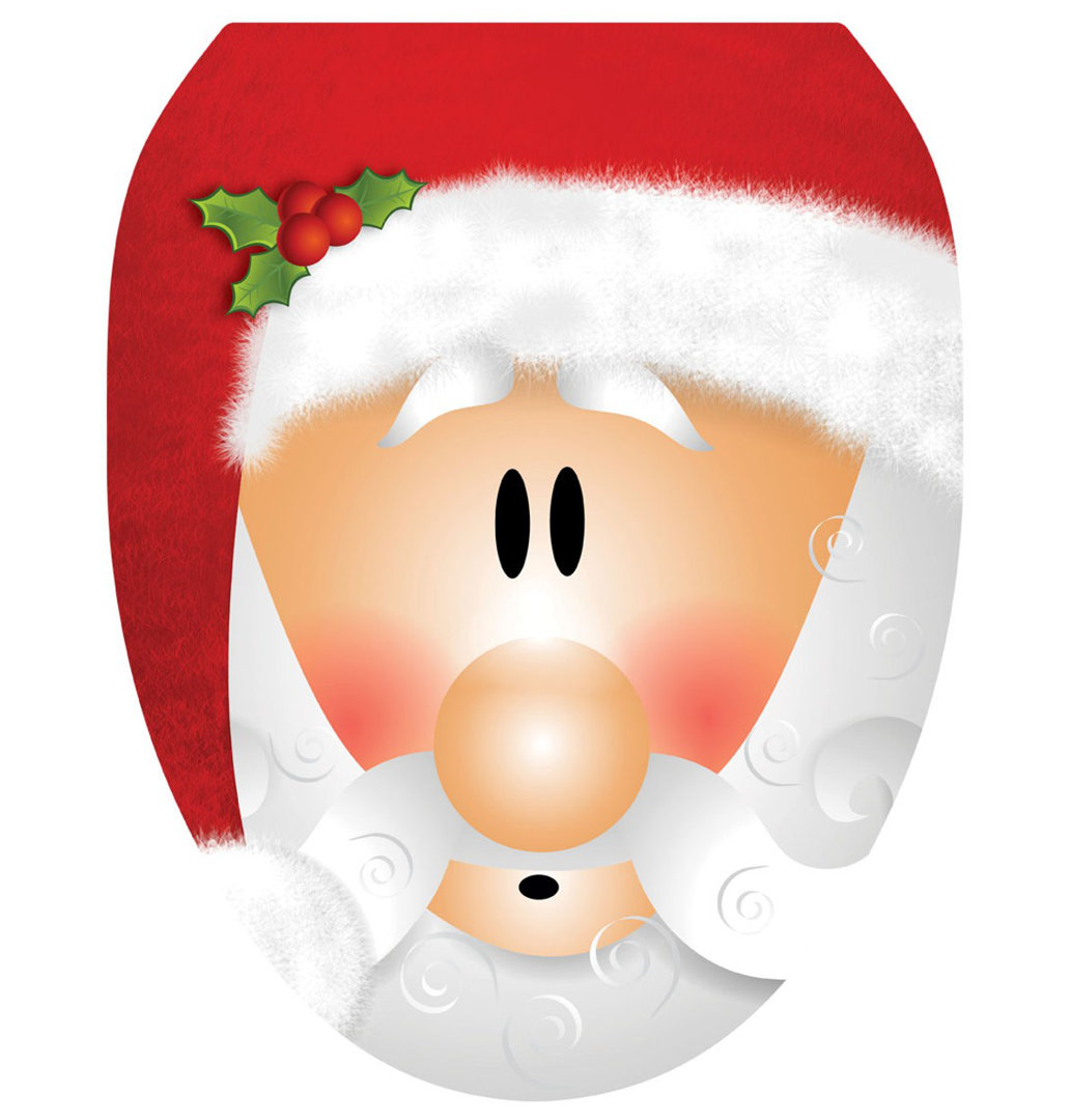Santa Claus Toilet Seat Decal – Toilet Tattoos Fun Holiday Static Cling Vinyl Lid Cover Fits Round & Elongated Seats Toilet Tattoos Size: Elongated