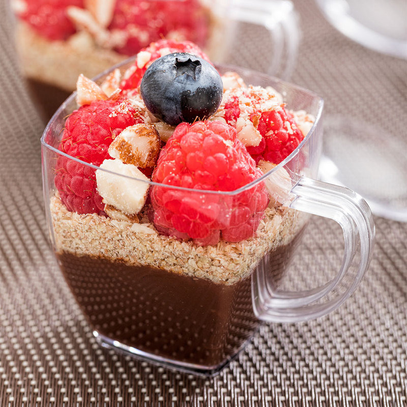 Restaurantware-2 Ounce Clear Square Cups, 100 Disposable Plastic Coffee Cups - Hard Plastic, With Handles, Clear Mini Espresso Cups, For Catering Events, Parties, Weddings, And Cafes