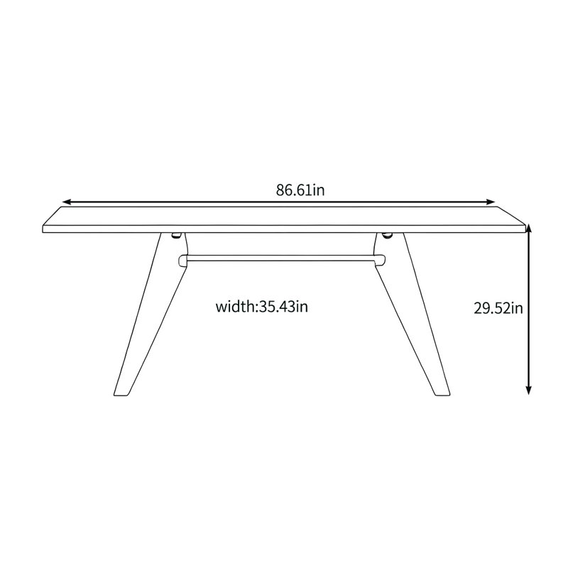 Natural charm, solid wood dining table, Brown/Black, 29.52"H x 86.61"L x 35.43"W