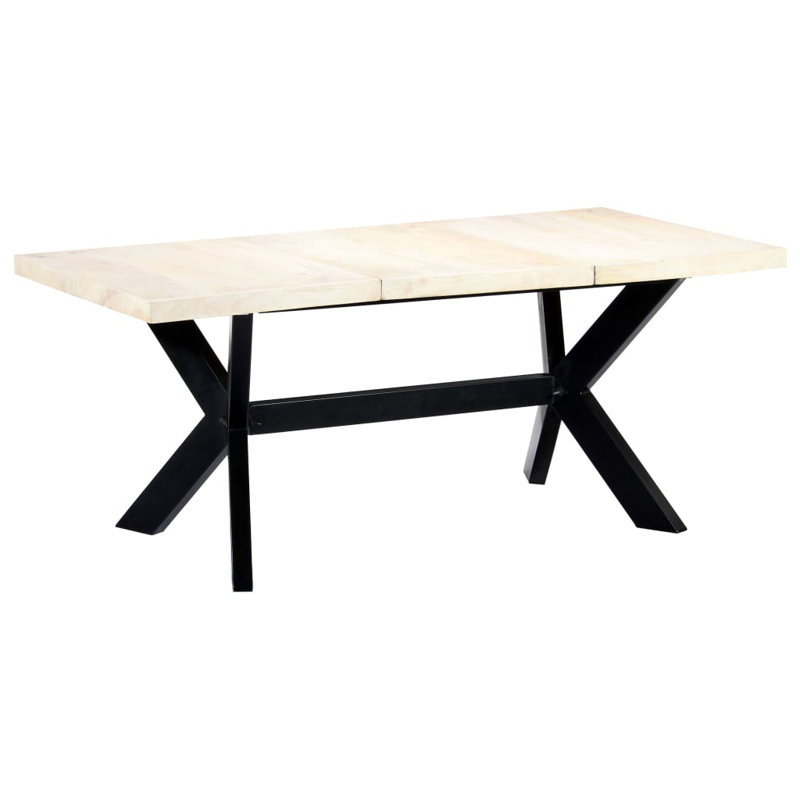 Dining Table Kitchen Table Dining Room Dinner Table Solid Mango Wood, 29.5" H x 74.8" L x 35.43" W, White