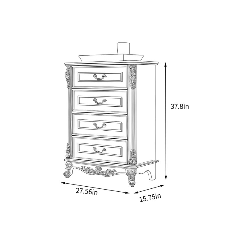Multifunctional drawer storage cabinet, Walnut