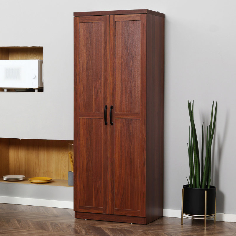 63" Kitchen Pantry, 2-door Cabinet With 5 Shelving And 2 Adjustable Shelves, Brown For Stylish Pantry Kitchen, Levels. Keep Neat Tidy. Dining Room