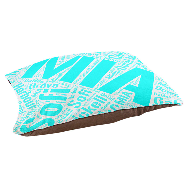 Coussin de chien « districts », Très grand (H 17 po x l 50 po x P 40 po), Cyan, Miami