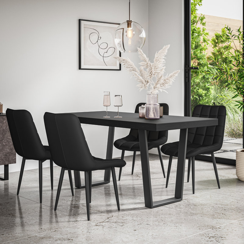 Wapella 6 - Person Dining Set, Black/Black/Black