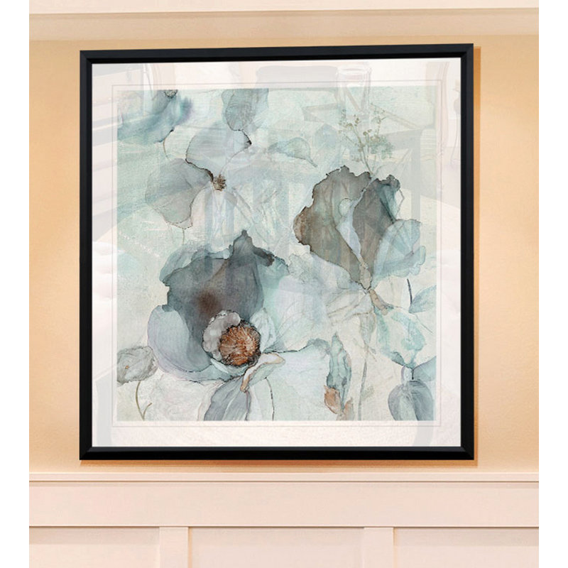 " Moonlit Garden ", 17.5" H x 17.5" W x 1.5" D, Black Framed