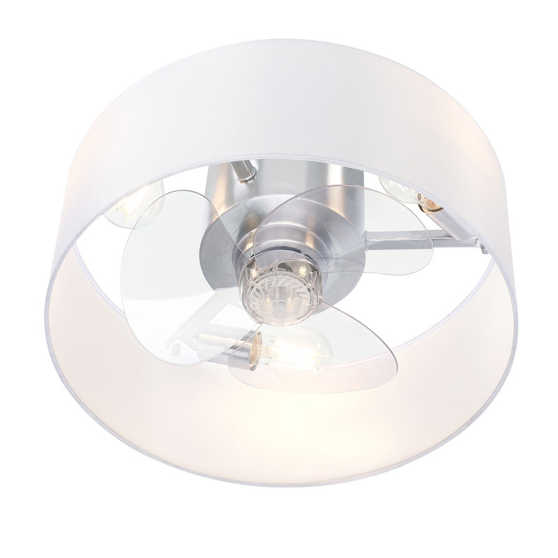 Ventilateur de plafond moderne 16 "avec lumière, L 16 po, Nickel brossé