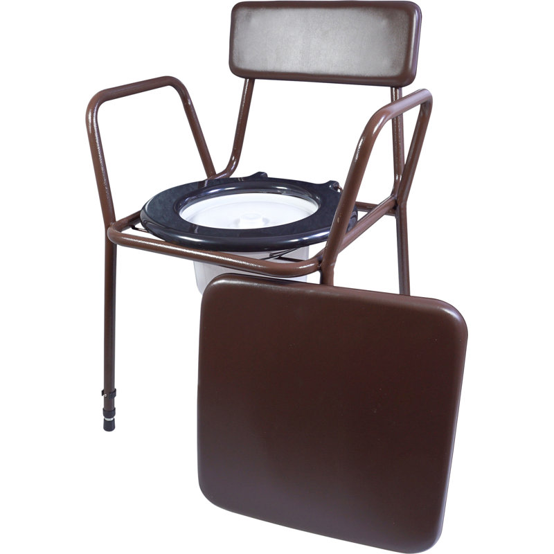  Free Standing Height Adjustable Stacking Commode Chair with Padded Back and Over Seat. Ready Assembled