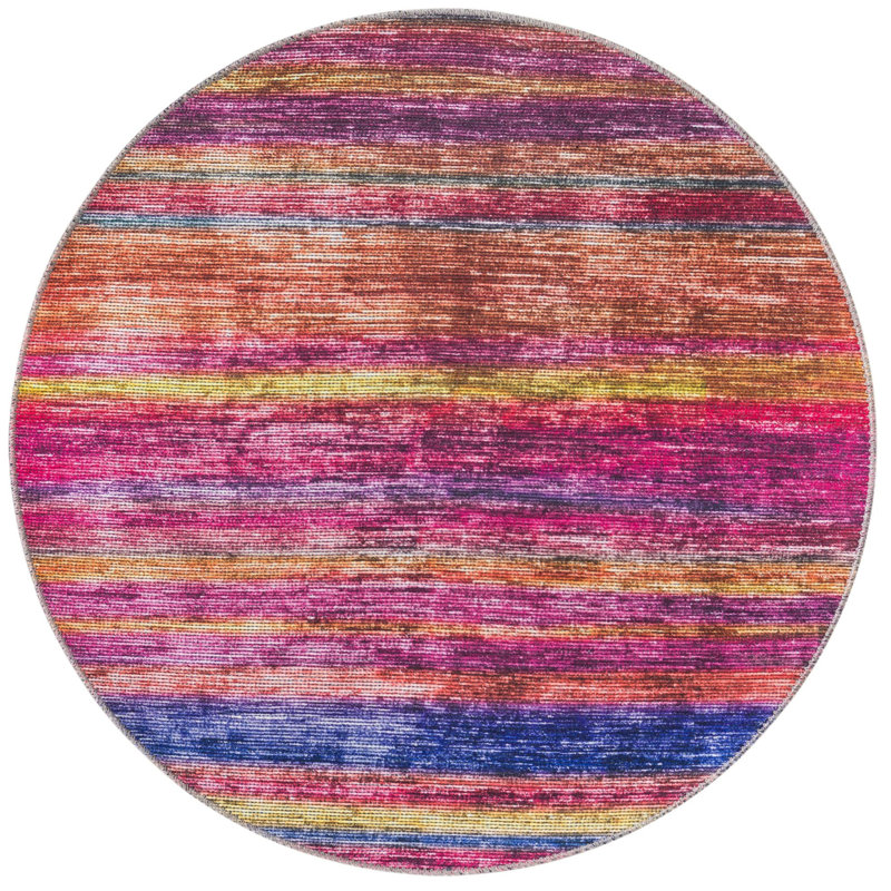 Ikhasa Chenille Abstract Indoor Rug, Round 3'6"