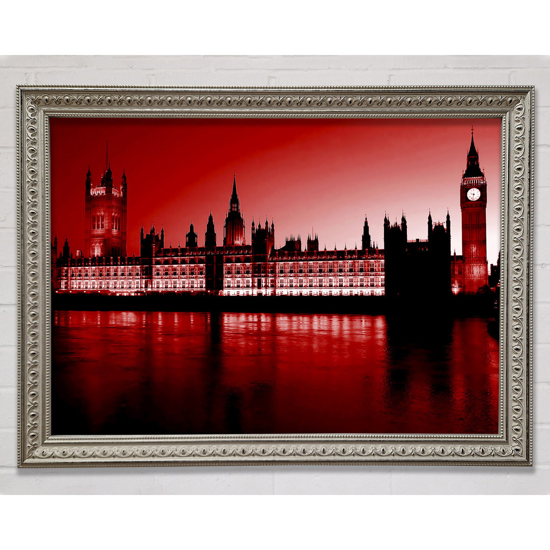 Gerahmtes Wandbild London Houses Of Parliament in Rot