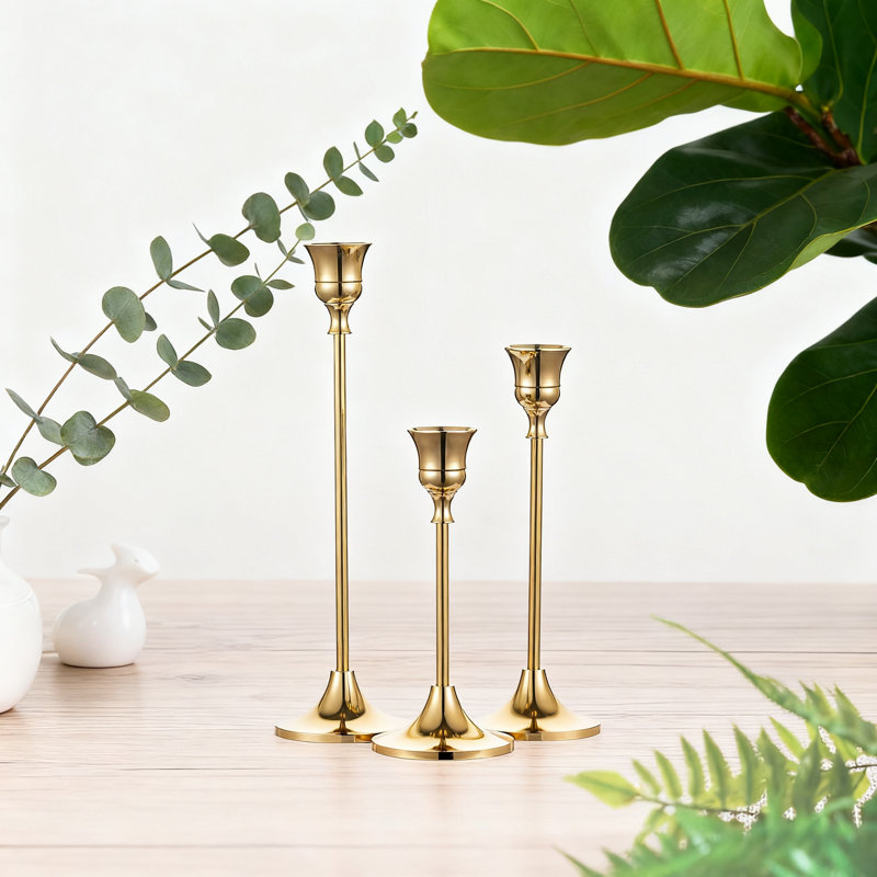Ensemble de porte-chandelles élégants pour chandelles coniques, centre de table décoratif pour la salle à manger, le mariage, Noël et la pendaison de crémaillère