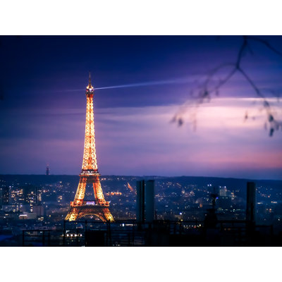 " Eiffel Tower At Night Search Light, Light Beam, Paris, Cityscape, "