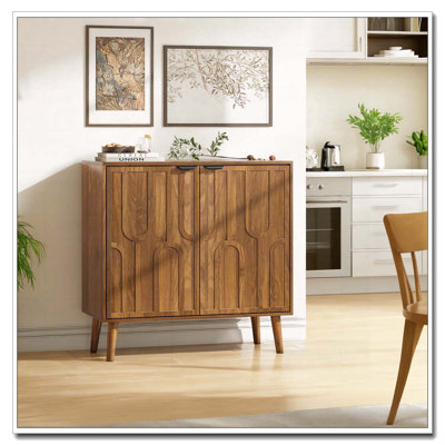 Sideboard Buffet Cabinet With Storage, Farmhouse Buffet Cabinet With Paper Clip Design