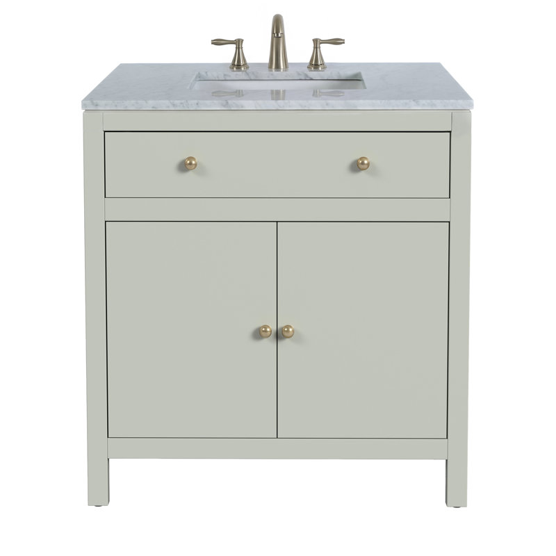 Meuble-lavabo en marbre Celine, vert sauge, Vert sauge