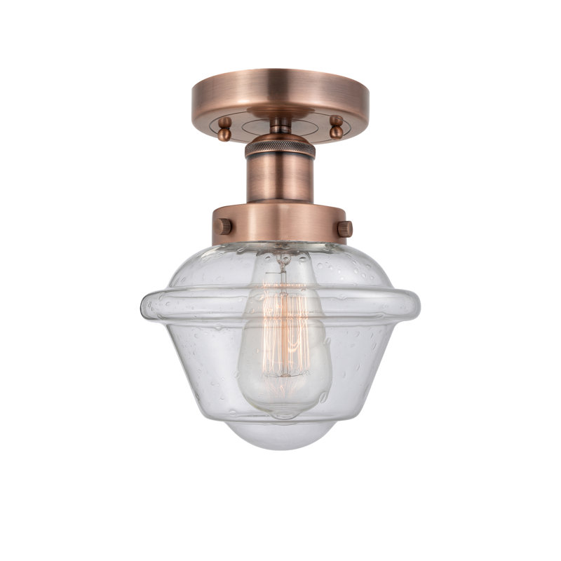 Grourke Glass Semi Flush Mount, Seedy, Antique Copper