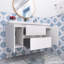 Meuble-lavabo mural simple 48 po avec plateau en marbre Loistine