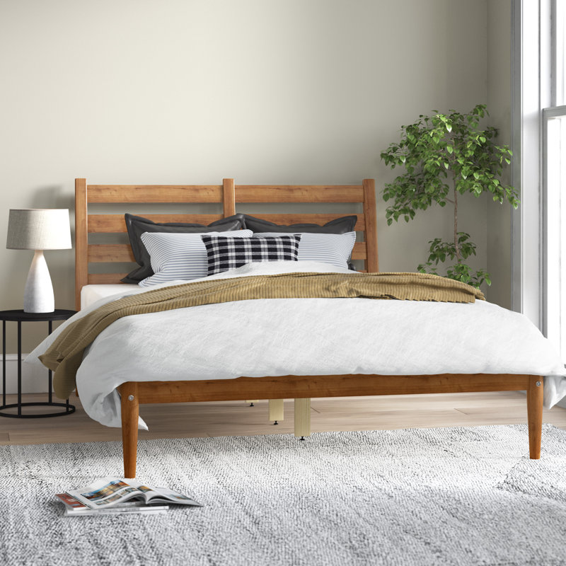 Ashlie Solid Wood Platform Bed, Castanho, Full