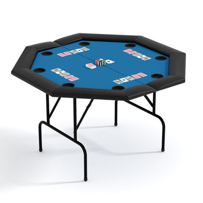 8-Player Octagon Poker Table with Foldable Legs & Cup Holders, Professional Texas Hold'em, Blackjack Casino Game Table for Home, Parties & Card Nights