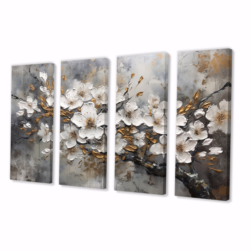 Jericho - reproduction d'art sur toile florale - 4 panneaux