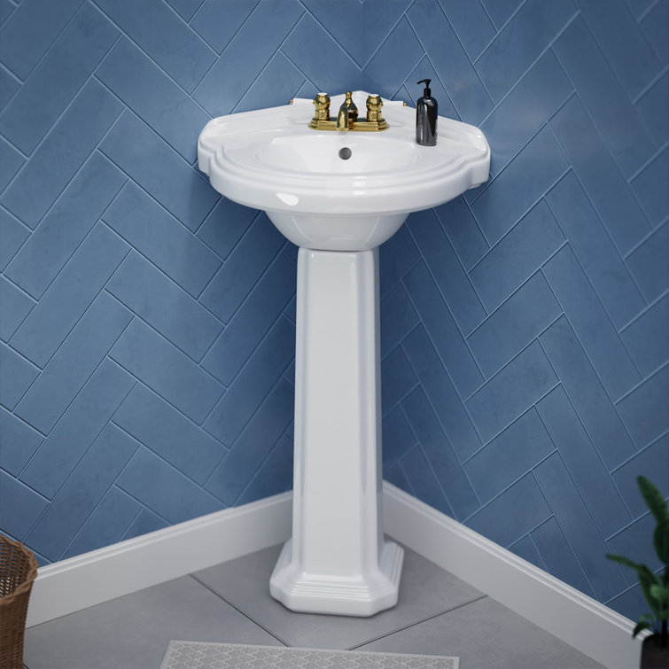 The Renovators Supply Inc. 21.5'' White Porcelain Corner Bathroom Sink with Overflow