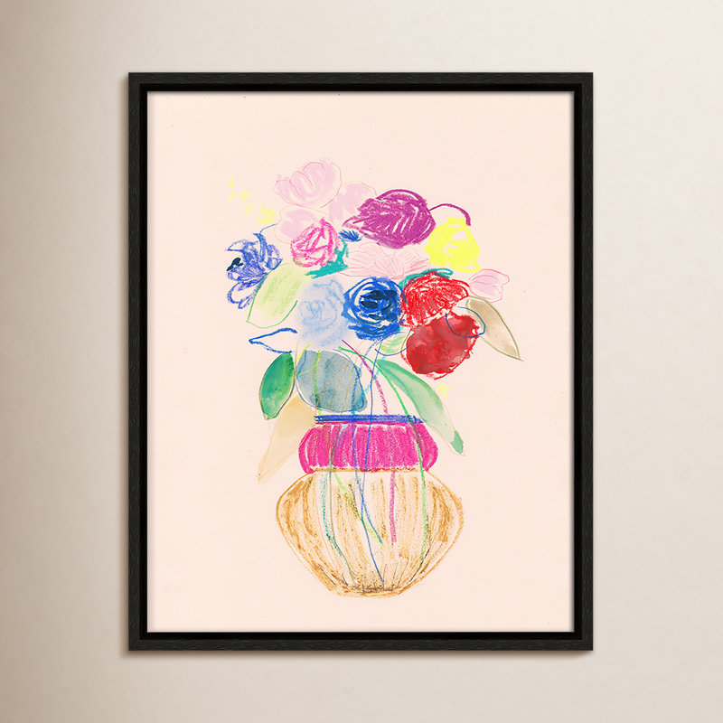 «Simple Floral II» par Bea Dina, Toile encadrée flottante espresso, Pas de tapis, H 15,5 po x l 12,5 po x P 2 po