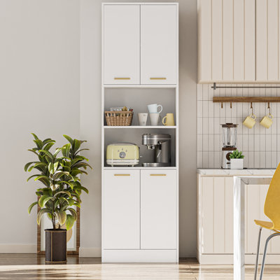Armoire de cuisine Schnur de 75 po de hauteur avec rangement ouvert et tablettes réglables pour la salle à manger, le salon, la buanderie et la salle de bain