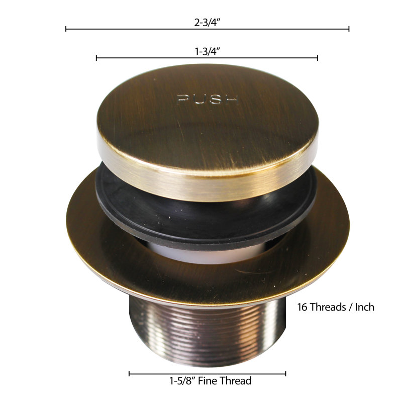 1-3/8" NPSM Tip-Toe Bathtub Drain - Fine Thread, Stainless Steel