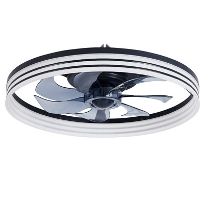 Indoor Flush Mount Ceiling Fan With LED Light And Remote Control