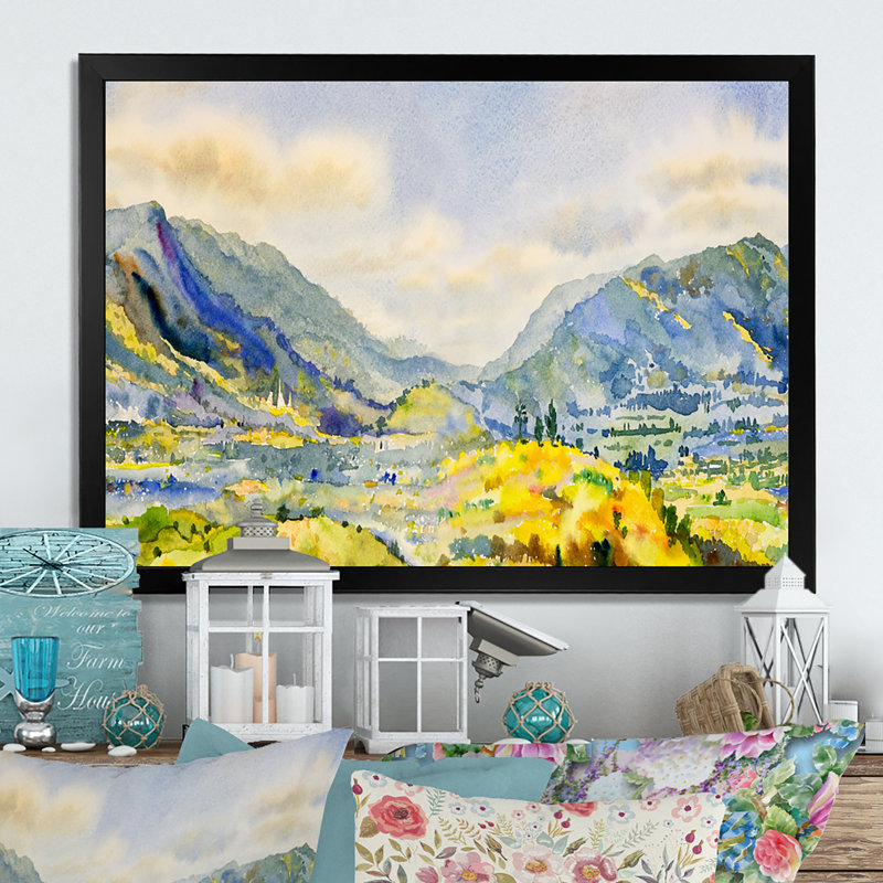 «Panorama Mountain Landscape - Floater Frame, reproduction sur toile», Cadre photo noir, H 8 po x l 12 po x P 1 po