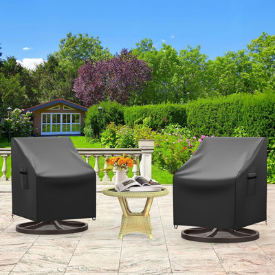 Housse de chaise longue pivotante extérieure imperméable, paquet de 2 housses de chaise berçante de patio robustes pour meubles d'extérieur, noir